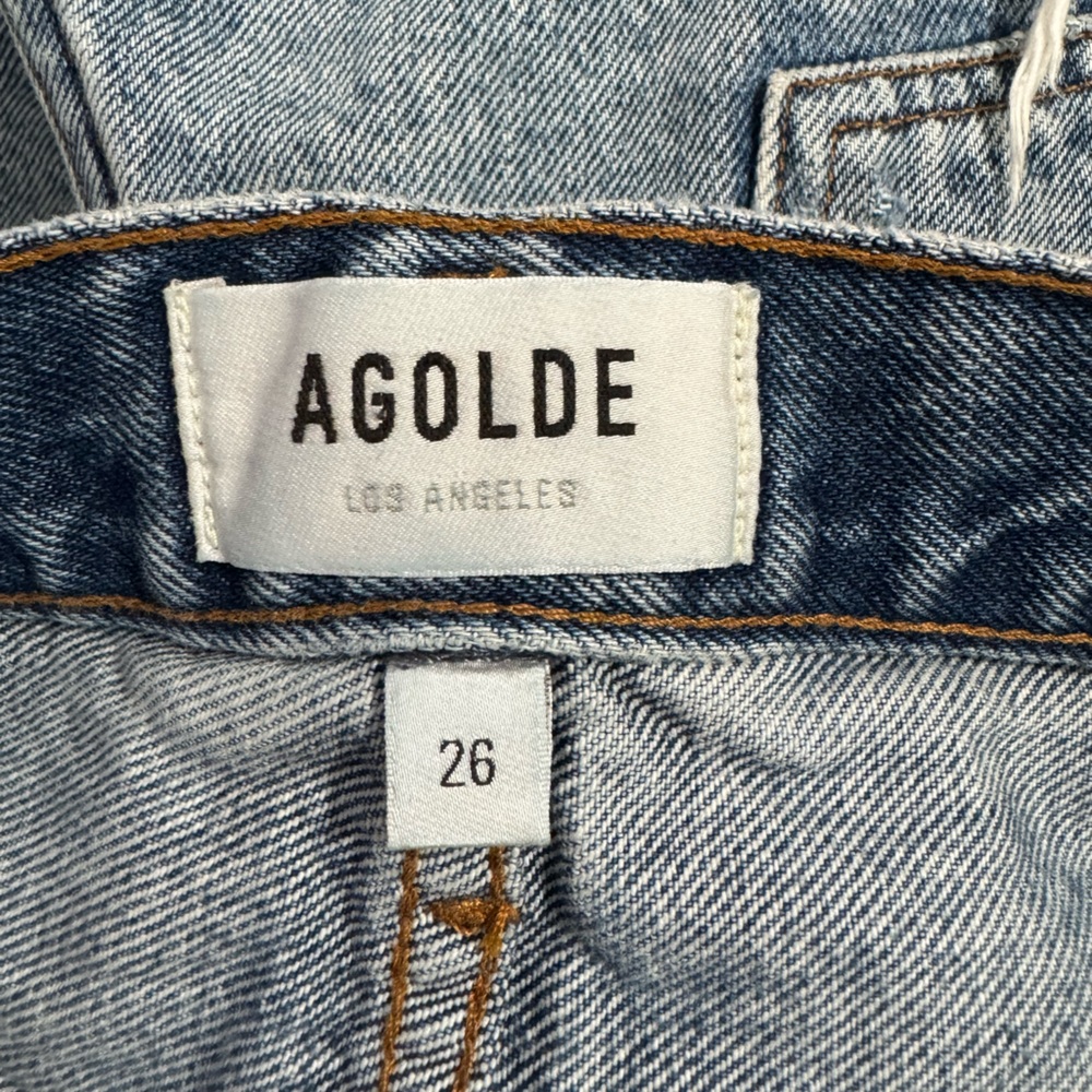 Agolde Jaden High Rise Cut Off Distressed Light Wash - Picture 6 of 9